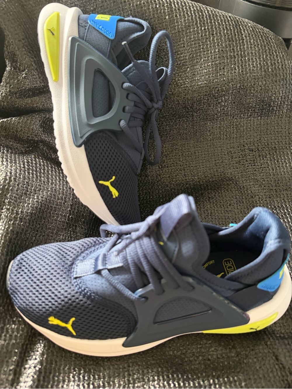 Puma Kids Navy and Yellow Athletic Sneakers
